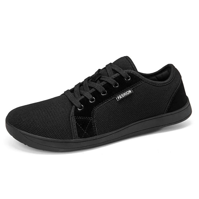 Men's Shoes and Sports Shoes Wide Toe Barefoot Casual Plus Size Wide Last Fashionable Canvas Black Flat Bottomed Board Shoes