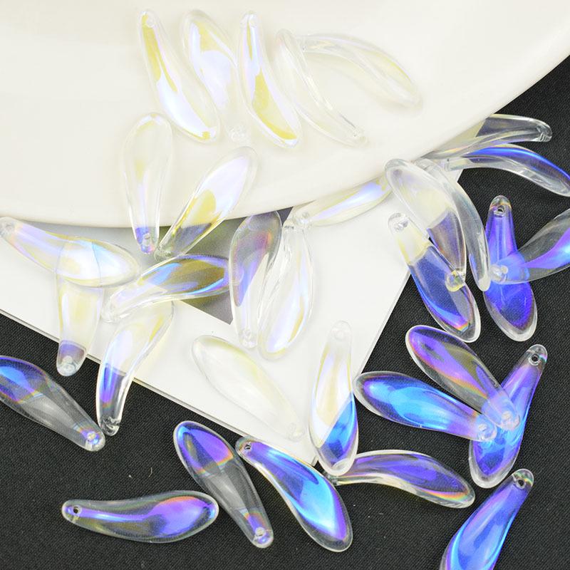 9*26 мм изогнутые лепестки хризантемы чешские стеклянные бусины для украшения головы ханьфу шпилька для самостоятельного изготовления