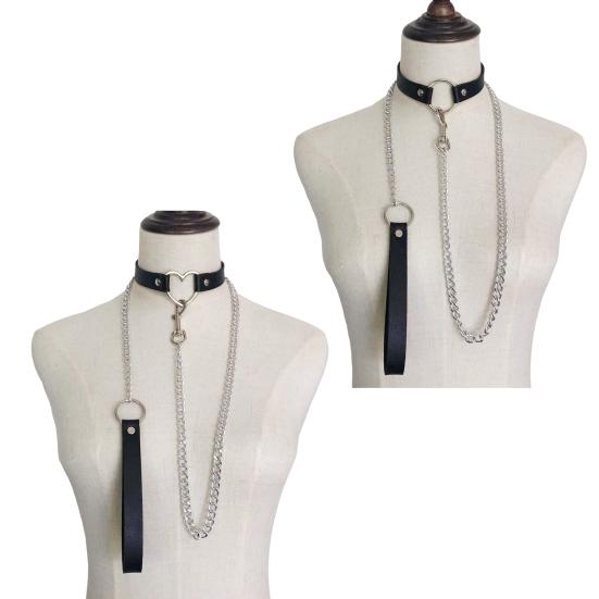 Женский ошейник из искусственной кожи, поводок, цепочка, декор, регулируемое эротическое ожерелье для любовника, косплей, ночной клуб, вечеринка, чокер, индивидуальное украшение на шею