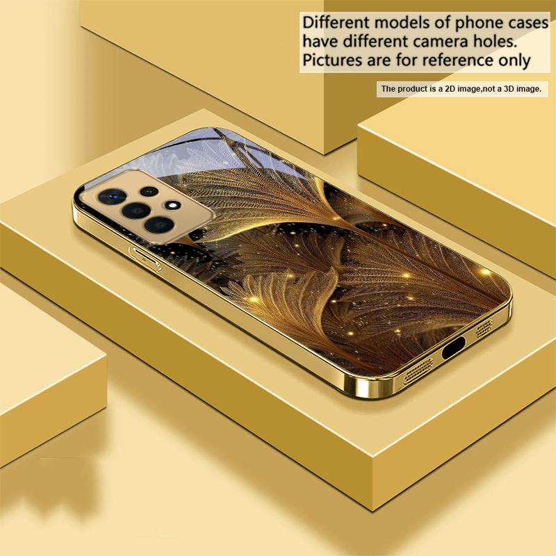 Золотая игла Арт-сенс Для Samsung A73 A72 A71 A42 A56 A55 A54 A53 A52s A52 A51 A36 A35 A34 A33 A32 A16 Золотой стеклянный чехол для телефона