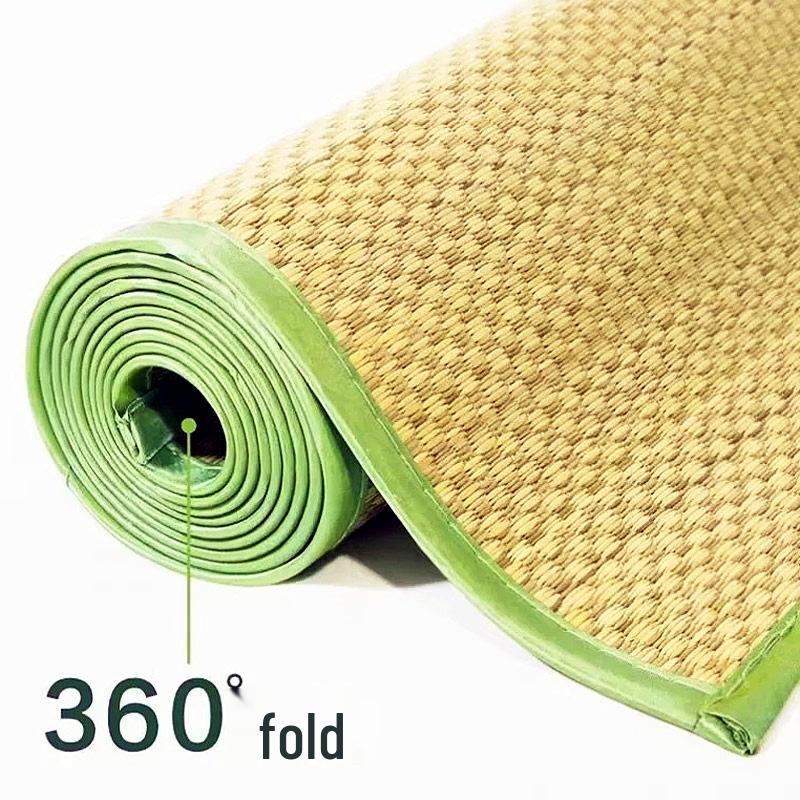 Double-Sided Rush Grass Mat - Summer Cooling Mat for Dorms and Seniors, Foldable Design