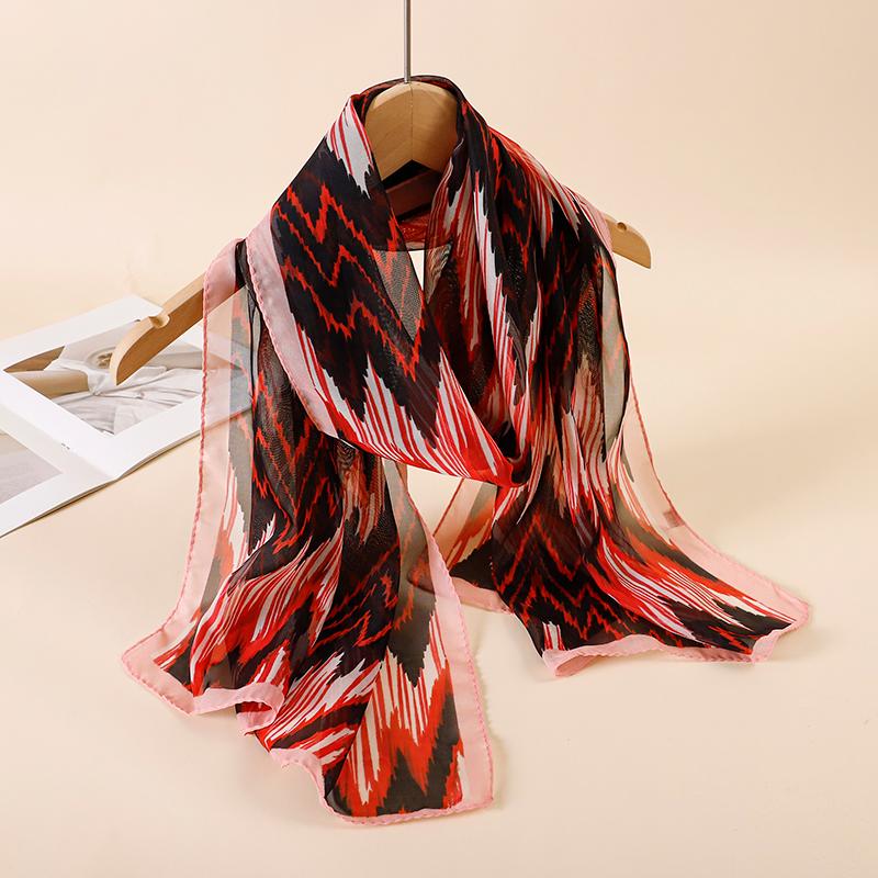New Fashion Luxury Print Design Women Silk Scarf Shawl Elegant Headscarf Hijabs Chiffon Muslim Wrap Scarves