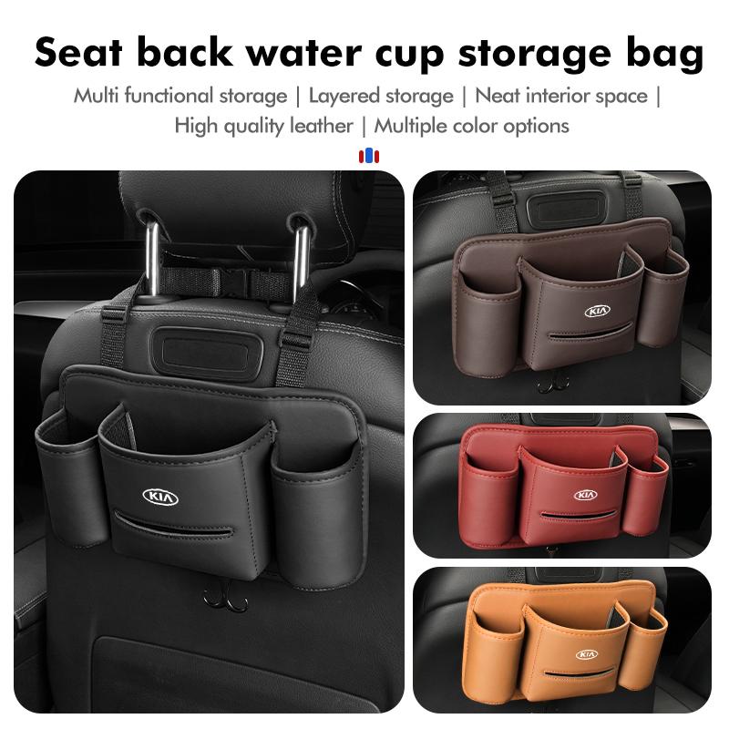 CAUWZ1 Car Seat Middle Armrest Leather Hanging Organize Storage Bag For KIA Cerato Proceed Venga Stonic Picanto Sorento Stinger