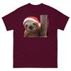 Smiling Christmas Sloth On a Tree Branch Men's Women's Sloth T-Shirt