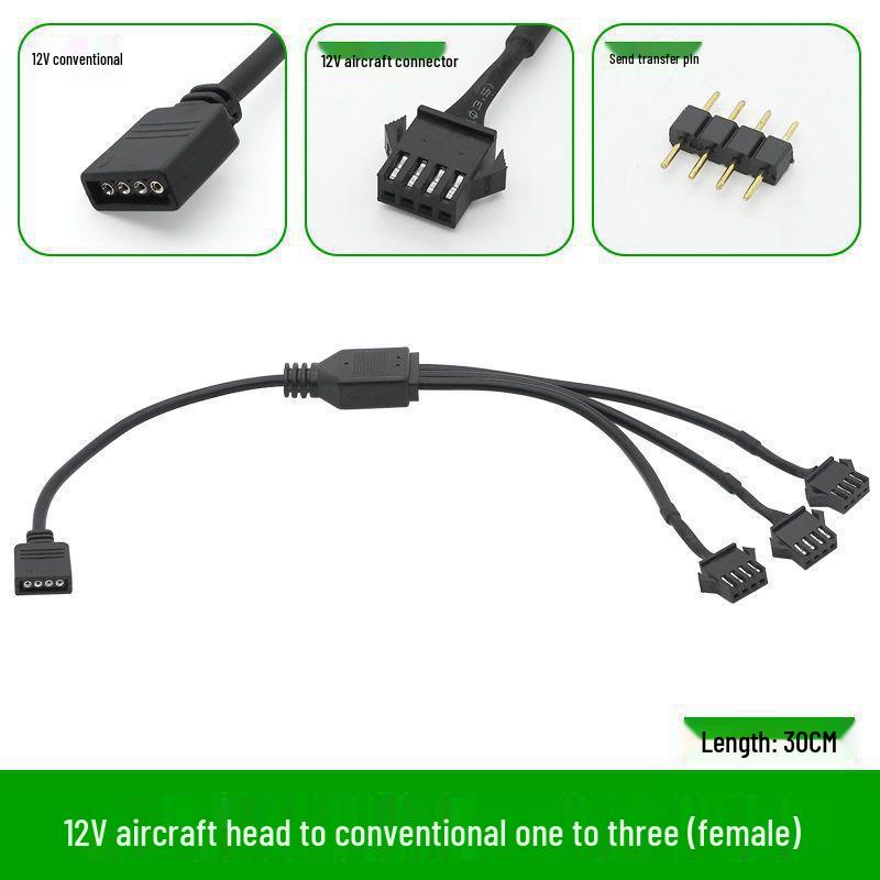 Адаптер-удлинитель RGB 5V 3-Pin/12V 4-Pin на Авиационный Разъем Папа/Мама