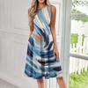 Women's Casual Fashion Tie-Dye Printed Round Neck Sleeveless Solid Color Midi Dress
