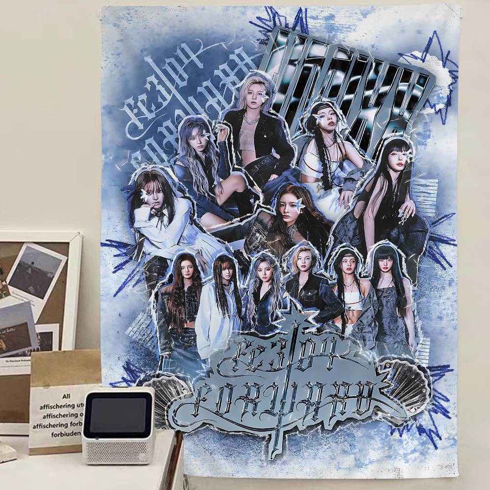 Music Group NNMIXX DIY Wall Tapestry Hippie Flower Wall Carpets Dorm Decor Wall Art Decor