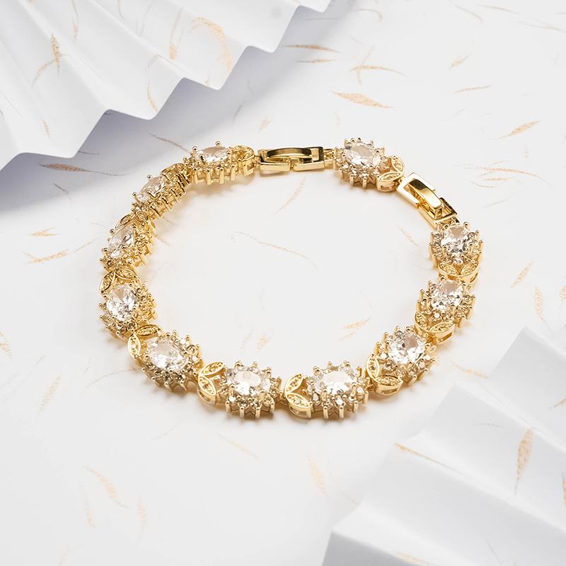 Zircon Bracelet, Versatile Fashion Light Luxury Men's and Women's Gold-plated Crystal Bracelet, Jewelry Silver Jewelry.