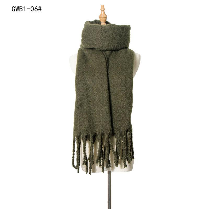Thickened Men's Solid Color Thick Tassel Warm Circle Sand Scarf Women's Shawl Keep