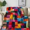 1 шт. Красочное лоскутное плюшевое одеяло, Идеальный подарок для любителей искусства и домашнего декора, Идеально для праздничных подарков, Уютный плед для дивана
