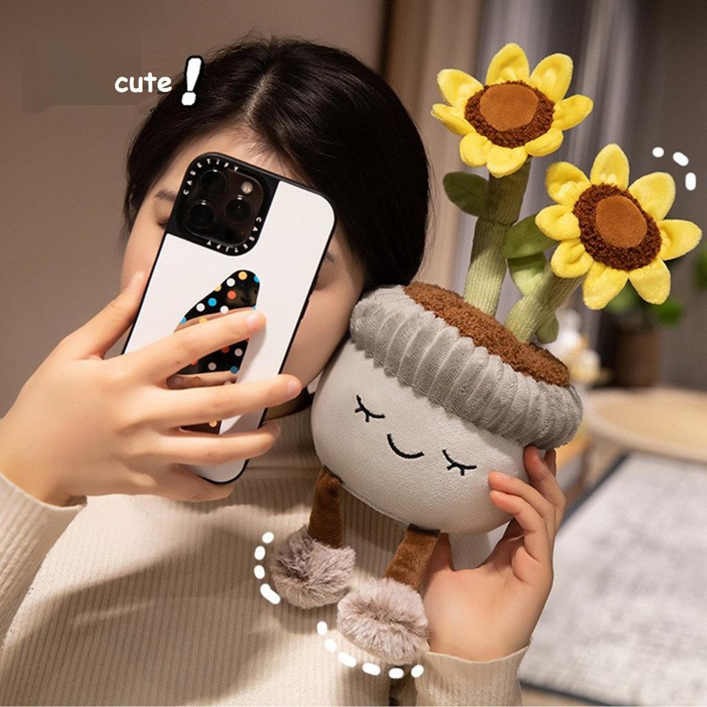 Cute Cartoon Potted Plant Ornament Plush Toy Doll Desktop Decoration Flower Doll Girl Gift,Cute Ornament,Children, Couple Doll Gifts,1pc