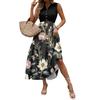 Women's Casual And Fashionable V-neck  Sleeveless Printing Mid Length Dress