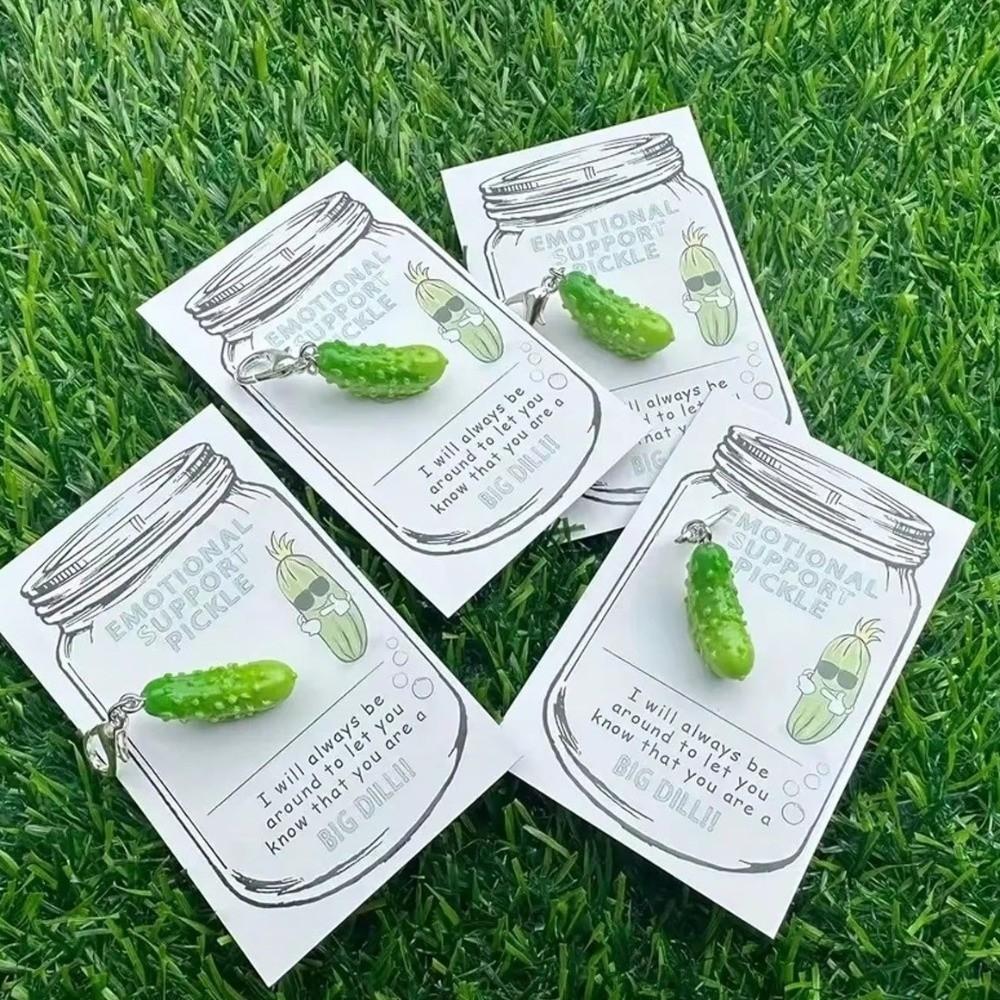 Green Mini Cucumber Pendant Resin Simulated Fruit Key Ring Emotional Pickle Keychain Birthday