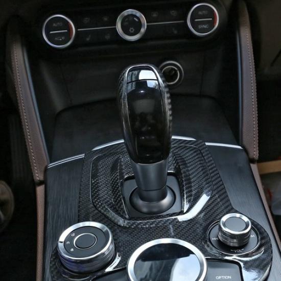 Real Carbon Fiber Gear Shift Head Cover Trim For Alfa Romeo Giulia Stelvio 17-20