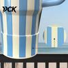 Anti Slip Cup Cover for Travel Mugs Striped Cover, Elastic Silicone Protective Sleeve, Waterproof Non Flexible Food Grade Protector Protector,