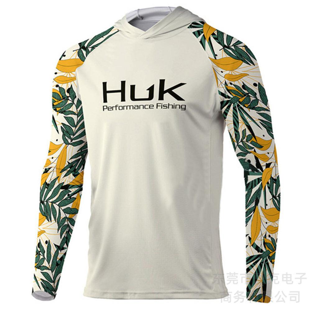 Hooded fishing suit, summer quick-dry long-sleeve men's T-shirt, outdoor sportswear, sun-protection shirt, lure fishing suit, breathable