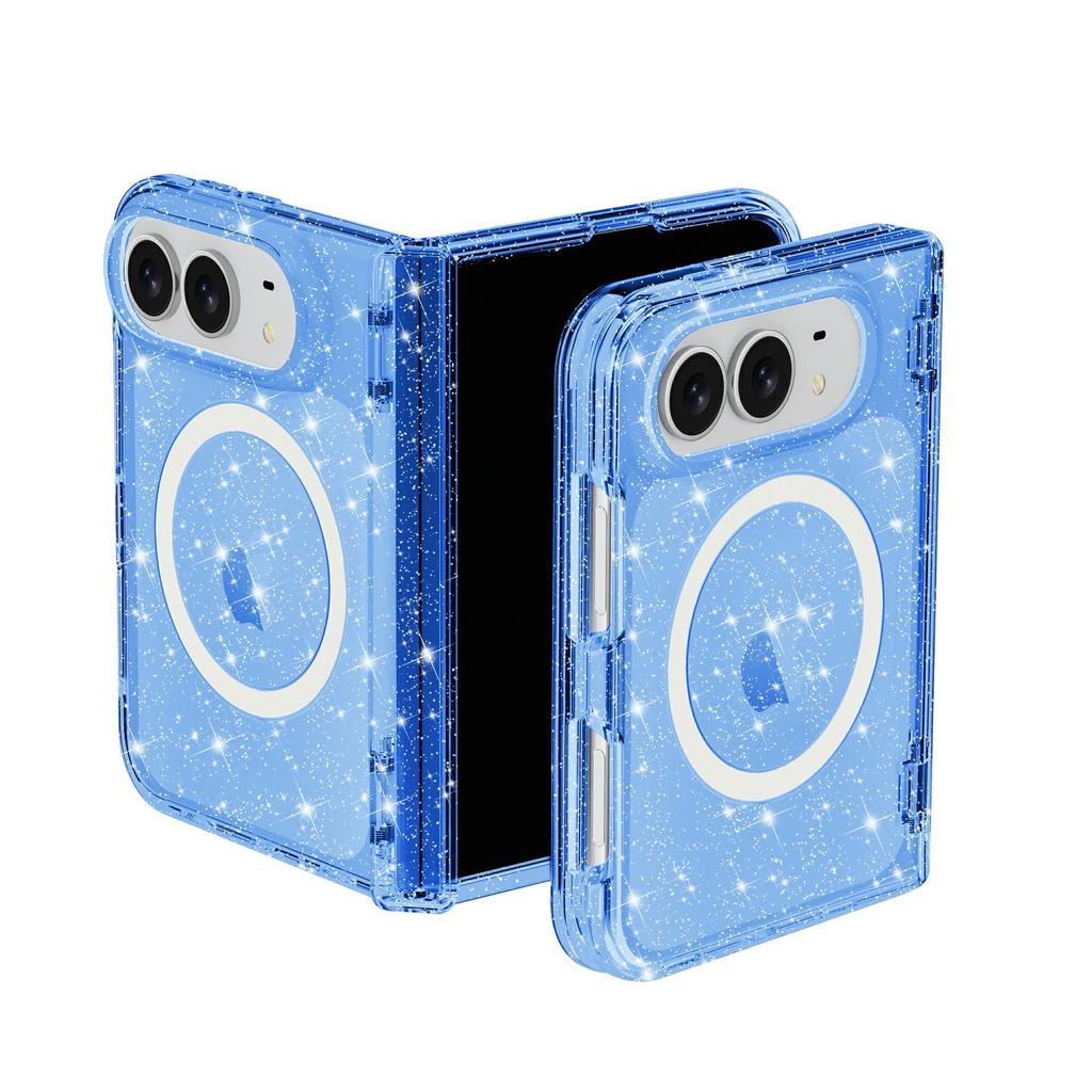 Складной магнитный чехол для iPhone Fold, подходит для Apple Fold Terminator, прозрачный, с блестками, чехол MagSafe
