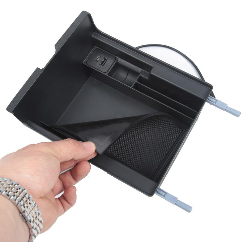 Скрытые порты USB PD, пружинный центральный консольный ящик для хранения для 2023 Tesla model 3 model Y, органайзер для мобильного телефона, коробка из АБС-пластика