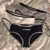 Women Panties Seamless Mid Waist Contrast Color Letter Pattern Underwear Elastic Soft Breathable Briefs Lingerie