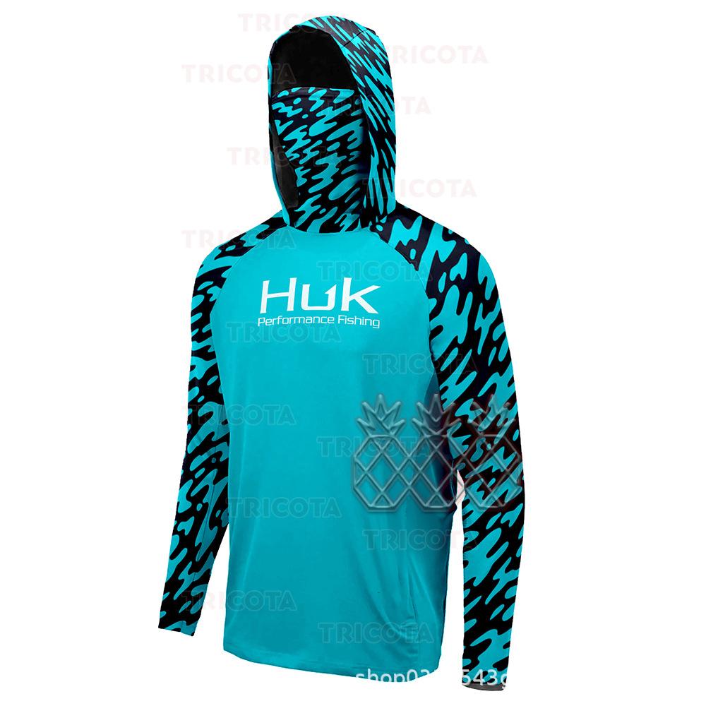 Hooded face towel integrated fishing suit summer long-sleeved sunscreen suit quick-drying breathable luya fishing suit
