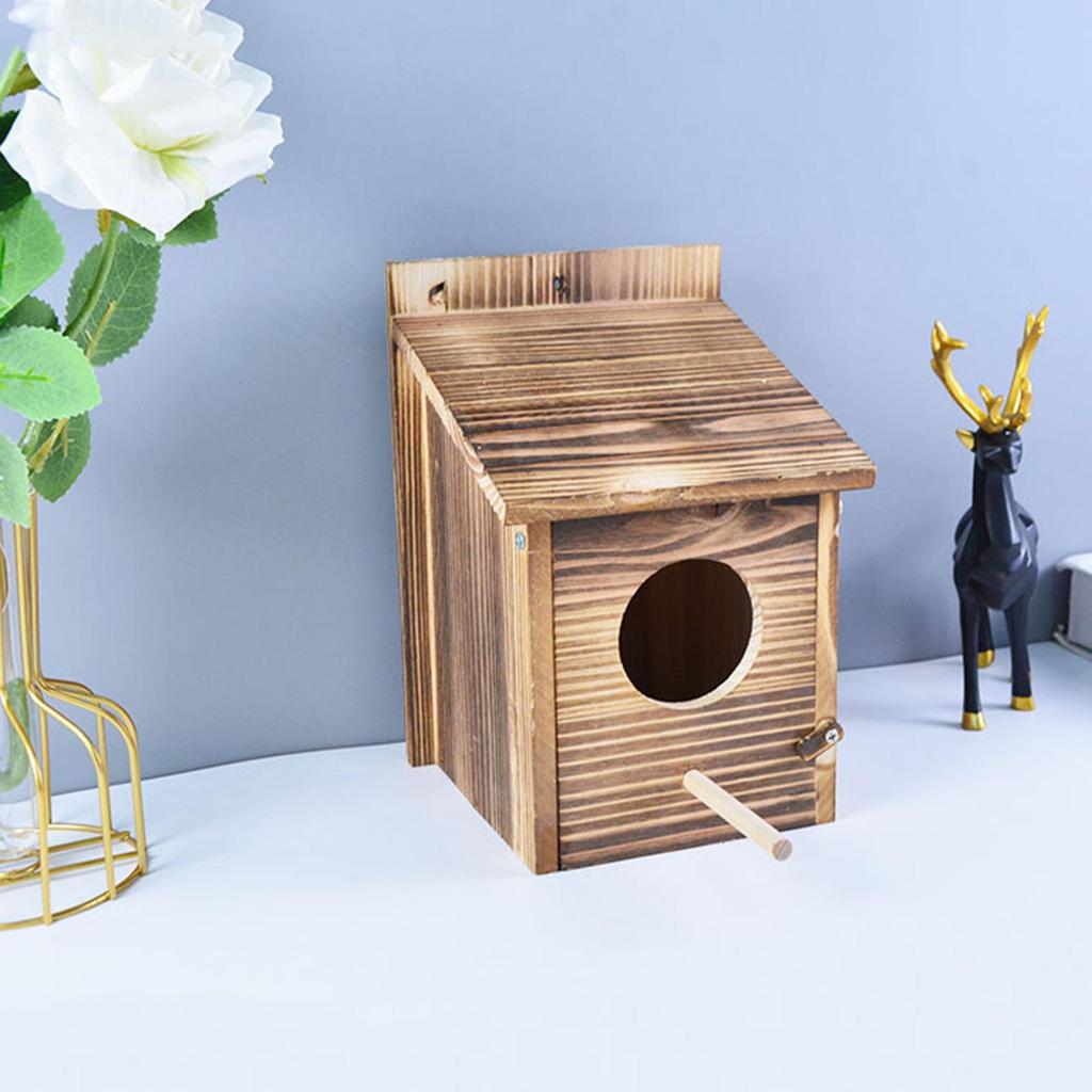 Outdoor Birdhouse Wooden Nest Box Hanging Bird House for Garden Tree Birds Parakeet Breeding Outside