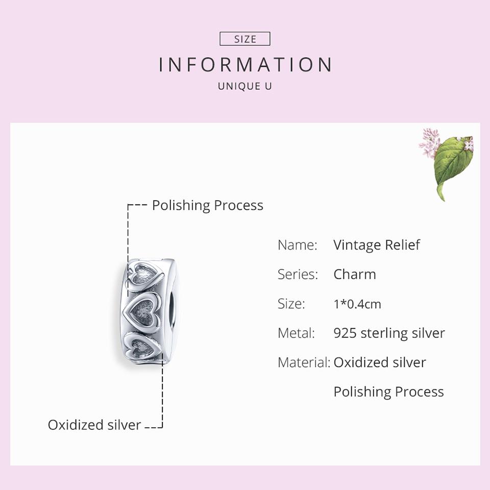 Bamoer винтажный рельефный шарм для оригинального женского браслета из стерлингового серебра 925 пробы, европейские брендовые ювелирные изделия