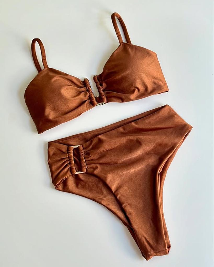 Bandeau Bikini Push Up Women Swimsuits 2025 Sexy Female Swimwear Brazilian Bikini Set Thong Biquini Swim Suits Solid Beachwear