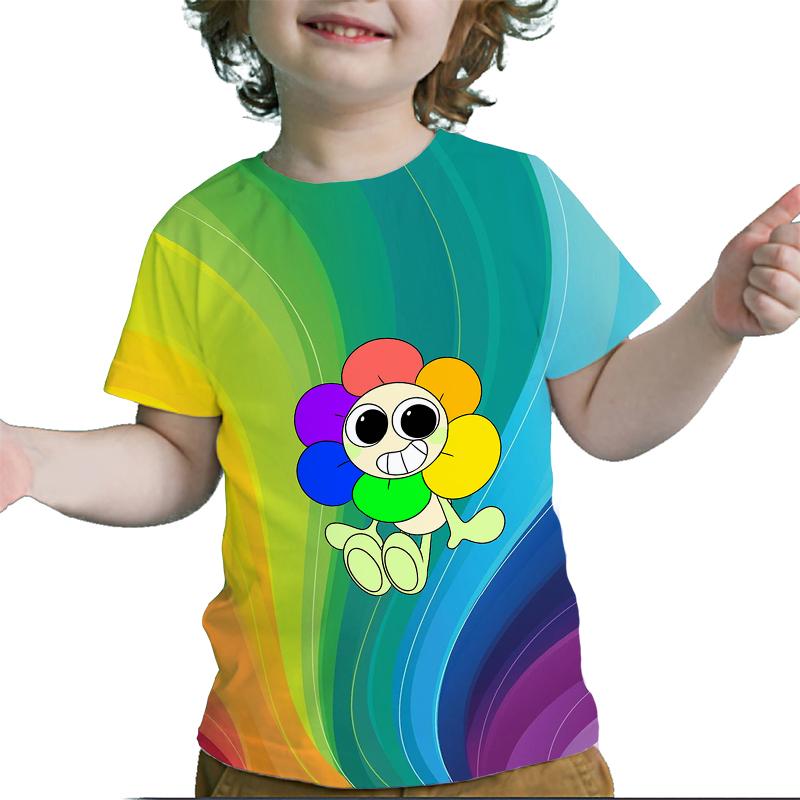 Футболка Dandy's World Детская одежда для девочек Kawaii Футболки для малышей Детская одежда Летние футболки с коротким рукавом для мальчиков с мультяшным принтом