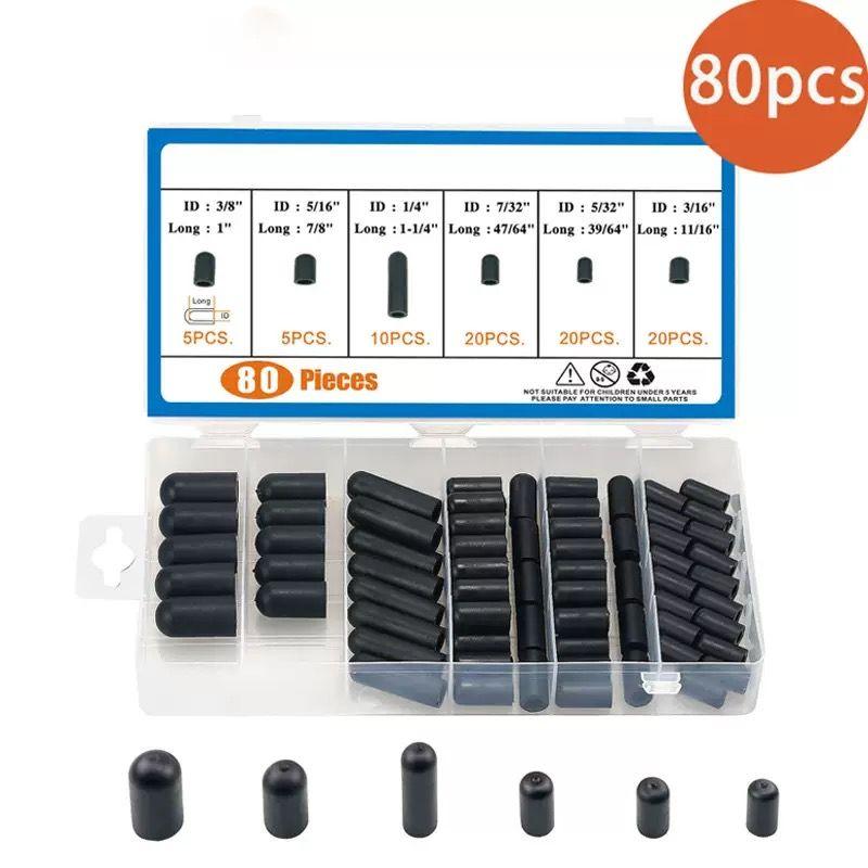 80/100Pcs Black Rubber Vacuum Cap Hose End Cap Rubber Boot Cap Dropper Cover Dust cover combination kit