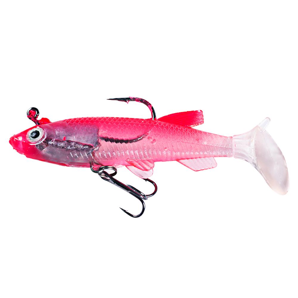 14CM Shad Soft Swimbait Jig Head Lure 8G Pre-Rigged Pinfish Lure Swimbait with Ultra Hook Paddle Tail Lure for Saltwater Fres