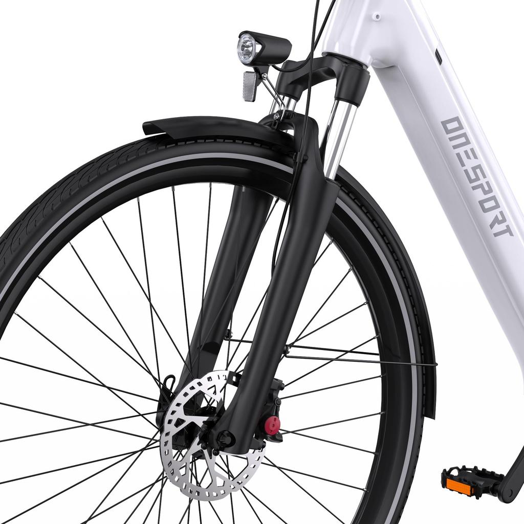 ONESPORT OT07 Electric Bike All-aluminum Alloy Frame 27.5 Inch Commuter Electric Bike BAFANG Mid Motor & 36V 250W 14Ah Battery-White