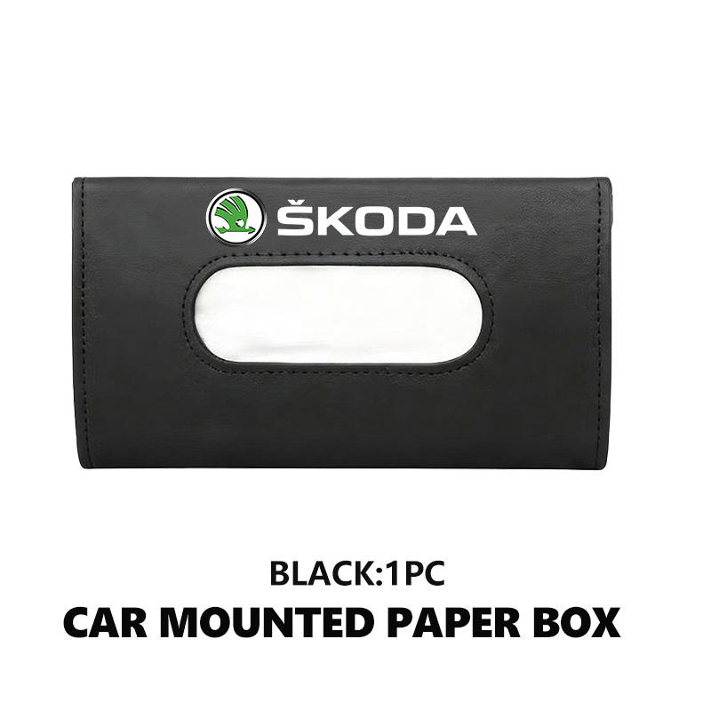 For Skoda Car Sun Visor Tissue Box Hanging Napkin Storage Bag Fabia Kamiq Superb Scala Enyaq-iV MK3 VisionS Yeti BB999