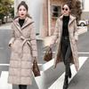 2025 зимняя приталенная длинная утолщенная пуховая куртка женская зимняя длинная ниже колена очень толстая женская стеганая куртка стеганая куртка
