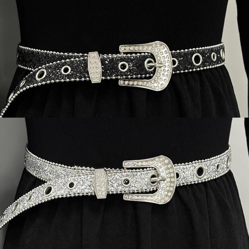 Панк блестящий ремень со стразами брендовые ремни Y2k Bling Sequin дизайнерские ремни из искусственной кожи модный пояс для джинсов и брюк декоративный ремень для женщин и мужчин