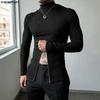 Spring Men Turtleneck Long Sleeve Fitted Pullover Tops Undershirts