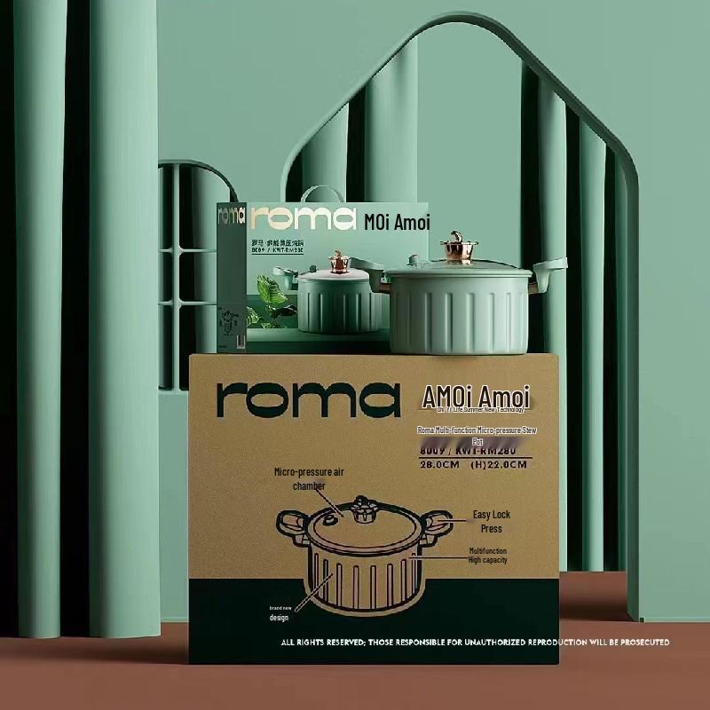 Супница с антипригарным эмалированным покрытием большого объема - Многофункциональная с двумя ручками для приготовления пищи при низком давлении