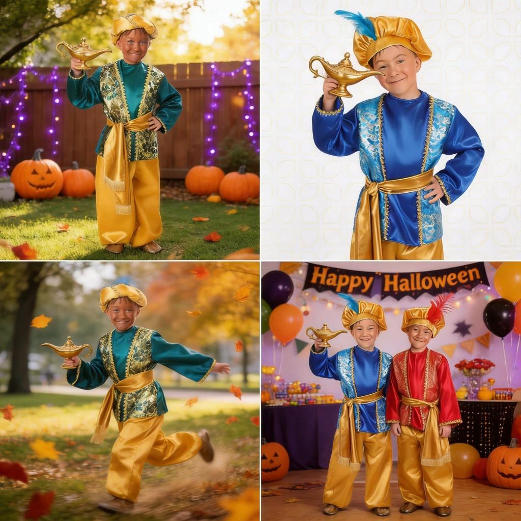 Aladdin Costume For Kids With Polyester Fabric For Stage Performance And Halloween Cosplay
