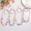 Cuteness Flower Rainbow Necklace and Bracelet Set Charm Jewelry Set Colorful Beads Jewelry Plastic Texture for Girls