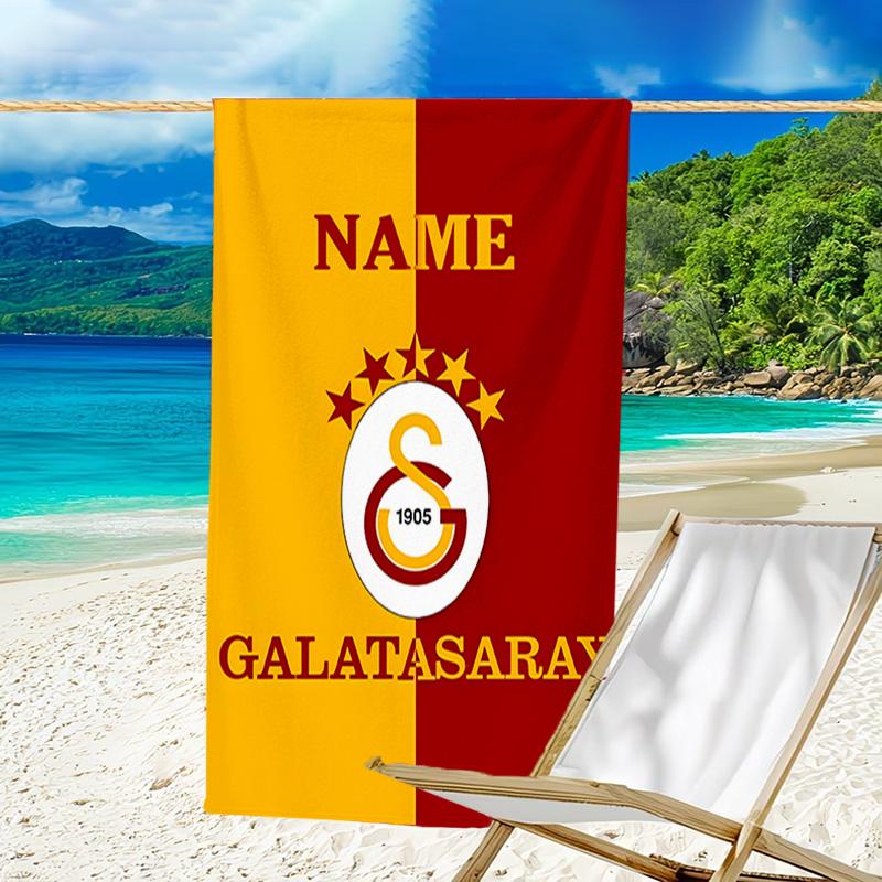 1pc Football6 Beach Towel with Custom Name, Beach/Swimming/Bath/Picnic/Camping Towel, Suitable for Seaside Beaches