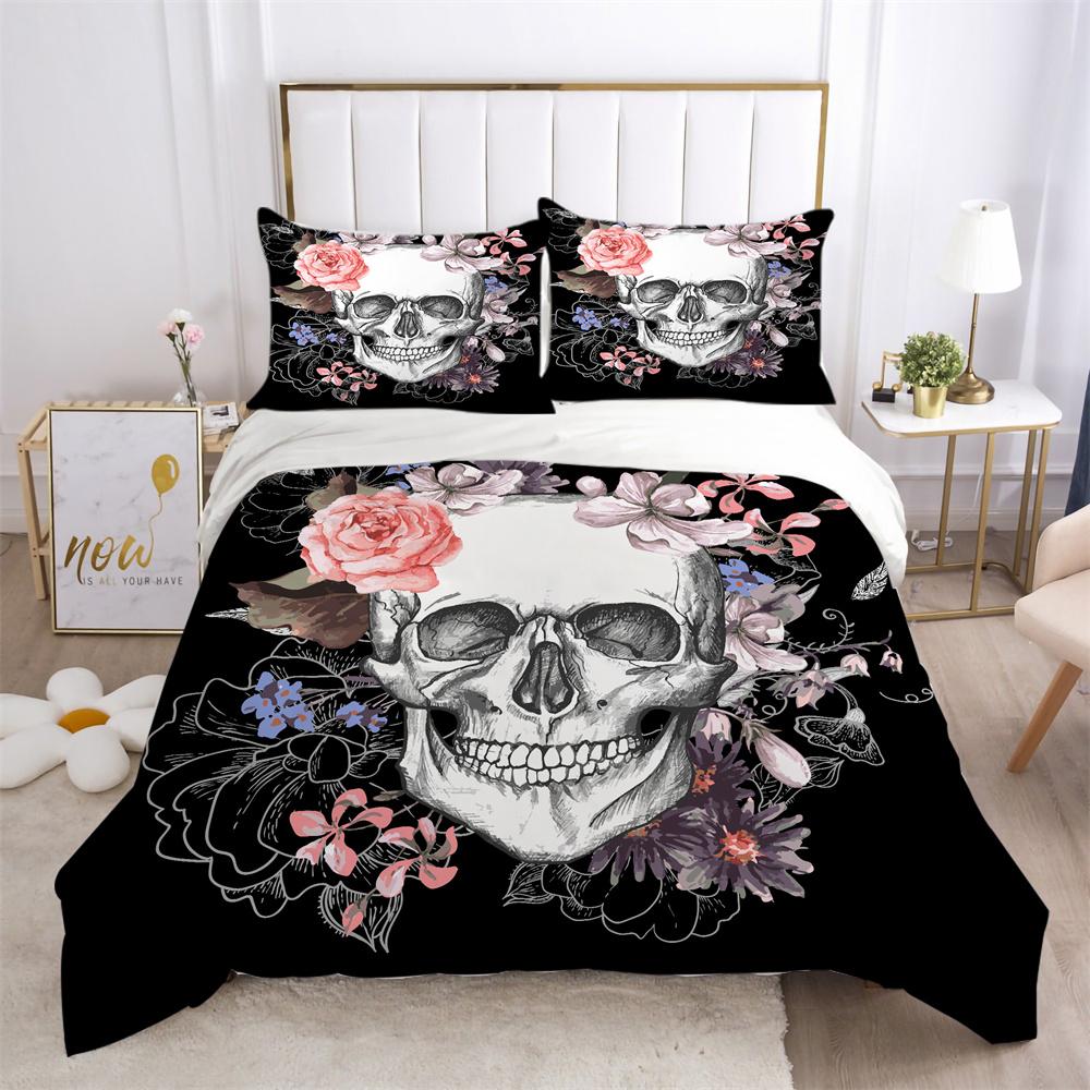 3D Skull Printing Bed Cover King Size Polyester Bed Clothes Design Soft High Ranking Home Bedclothes