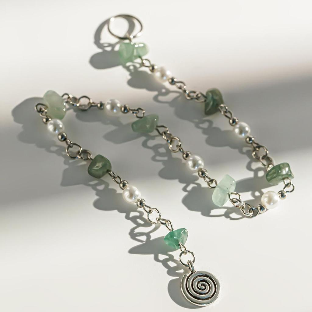 Красочные цепочки с косами в стиле панк из натуральных камней, кольца для волос для девочек, кулон в виде лунных звезд, искусственный жемчуг, бисер, повязка на голову с кисточками, украшения для волос, аксессуары