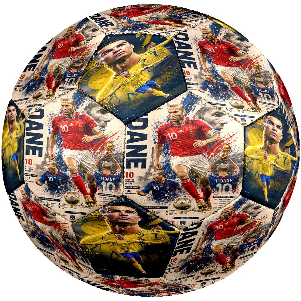 Ronaldo's Zidane's Artistic Legacy Size 5 Soccer Football Machine Sewn Indoor/Outdoor Universal Football Sports Enthusiast Gifts