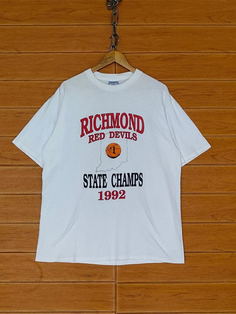Vintage 90s Richmond Red Devils Basketball T-Shirt - State Champs XL