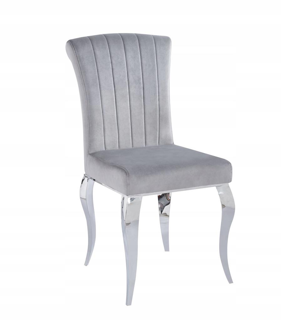 Velvet chair, grey, glamour, chrome legs, Louis Furnitex