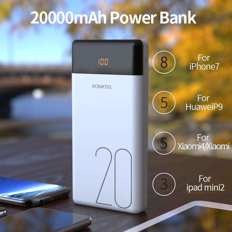ROMOSS LT20 Power Bank 20000 мАч Портативная зарядка Powerbank 20000 мАч Внешнее зарядное устройство Poverbank для iPhone 13 Xiaomi Mi