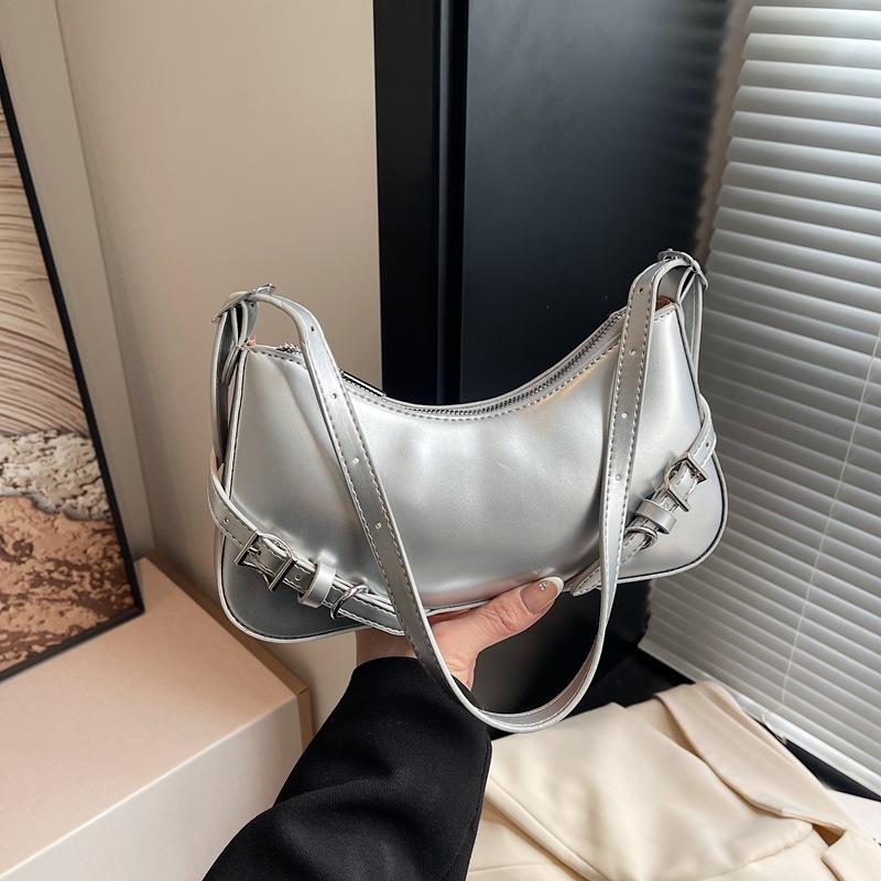 Серебристая сумка женская 2025 новая популярная модная популярная сумка под мышку премиальная текстура на плечо сумка-мессенджер