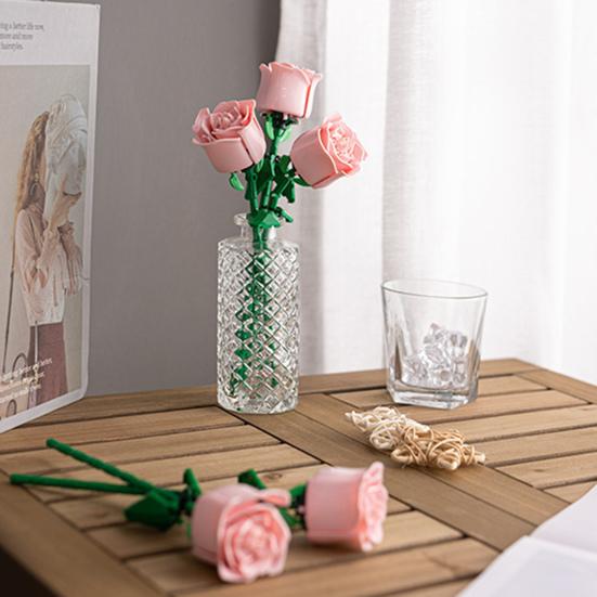 1 набор строительных блоков ветка розы своими руками красочный цветочный блок сборка игрушка пластиковые цветочные растения украшения дети взрослые девочки подарок