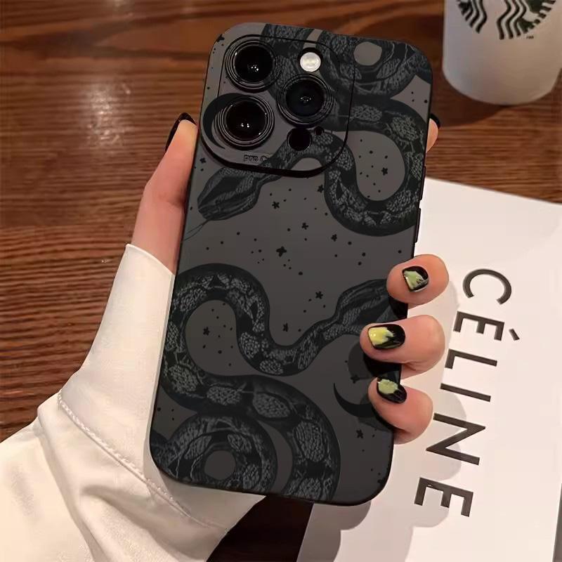 Милый забавный чехол-змея для телефона iPhone 17 16E 11 12 13 14 15 16 17 Air Pro Max XS XR X 8 7 Plus SE2 Plus Матовый мягкий чехол