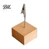 Party Place Card Holder Wooden Cube Memo Clip Stand, Note Display Solid Wood Square Base Desktop Organizer Holder, Vertical Receipt for Wedding