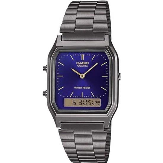 CASIO Ана-Цифровые Кварцевые Наручные Часы Серия Vintage AQ-230GG-2A Унисекс Двойное Время Синие Зарубежная Модель